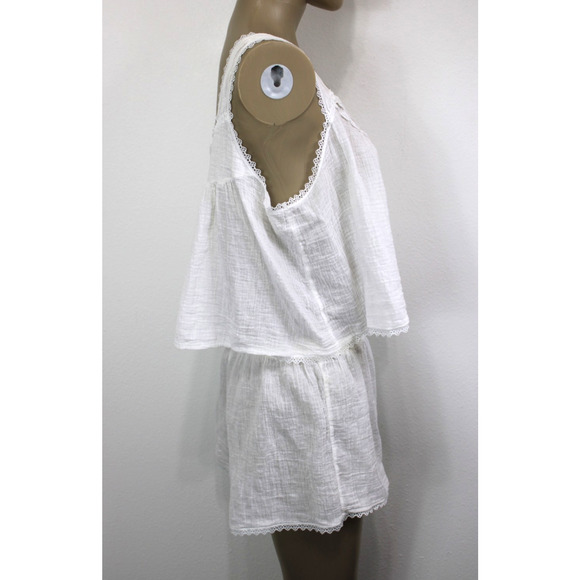 VTG 2 pc High Waisted Nightie Short Shorts & Top Pajama Lounge Set White Gauze L - Picture 4 of 16